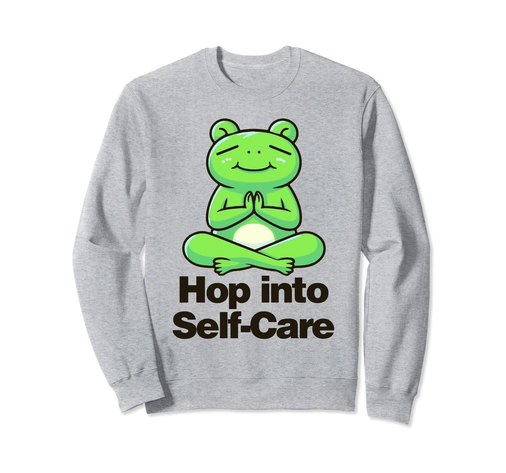 Hop Into Self Care Frog Sweatshirt - Aesthetic Graphic for Adults - T-Shirt, Sweatshirt, Hoodie