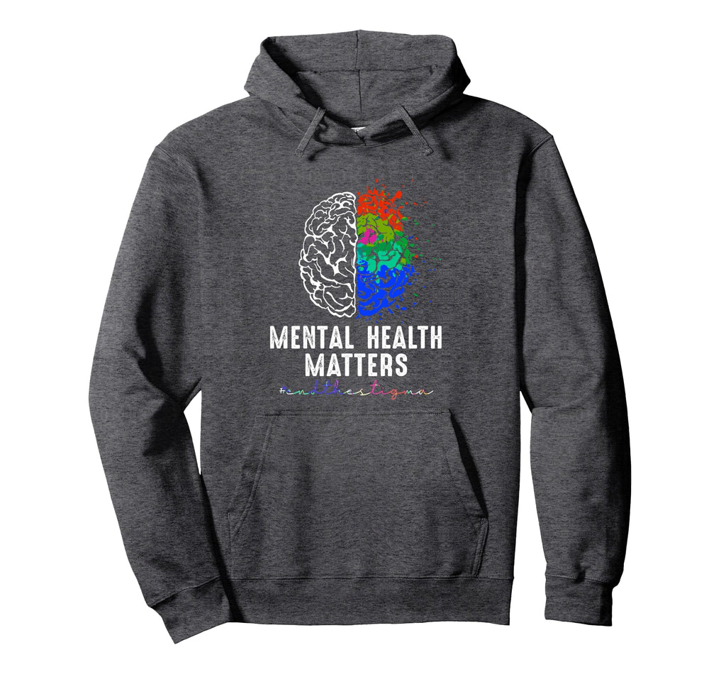 End Stigma Mental Health Matters Tie Hoodie - Minimalist Print for Adults - T-Shirt, Sweatshirt, Hoodie