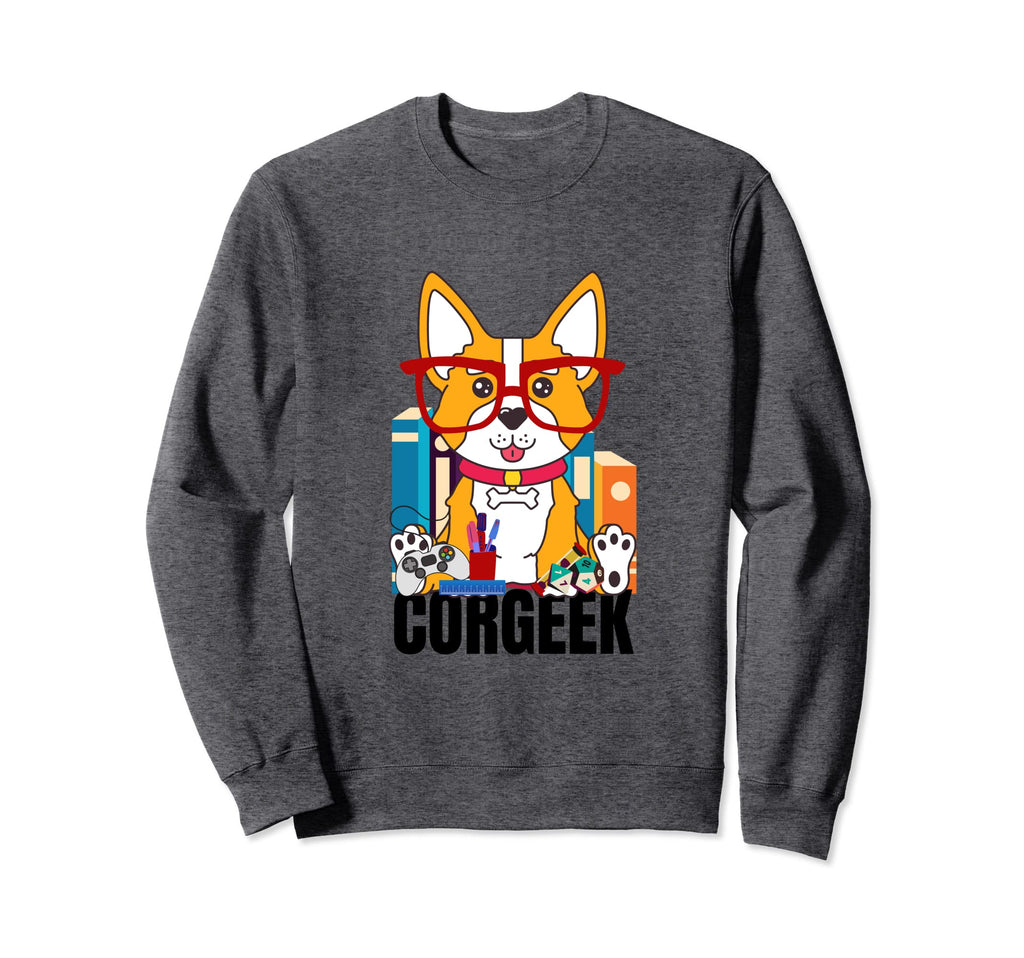 Funny Corgi Geek Corgeek Book Sweatshirt - Trendy Graphic for Adults - T-Shirt, Sweatshirt, Hoodie
