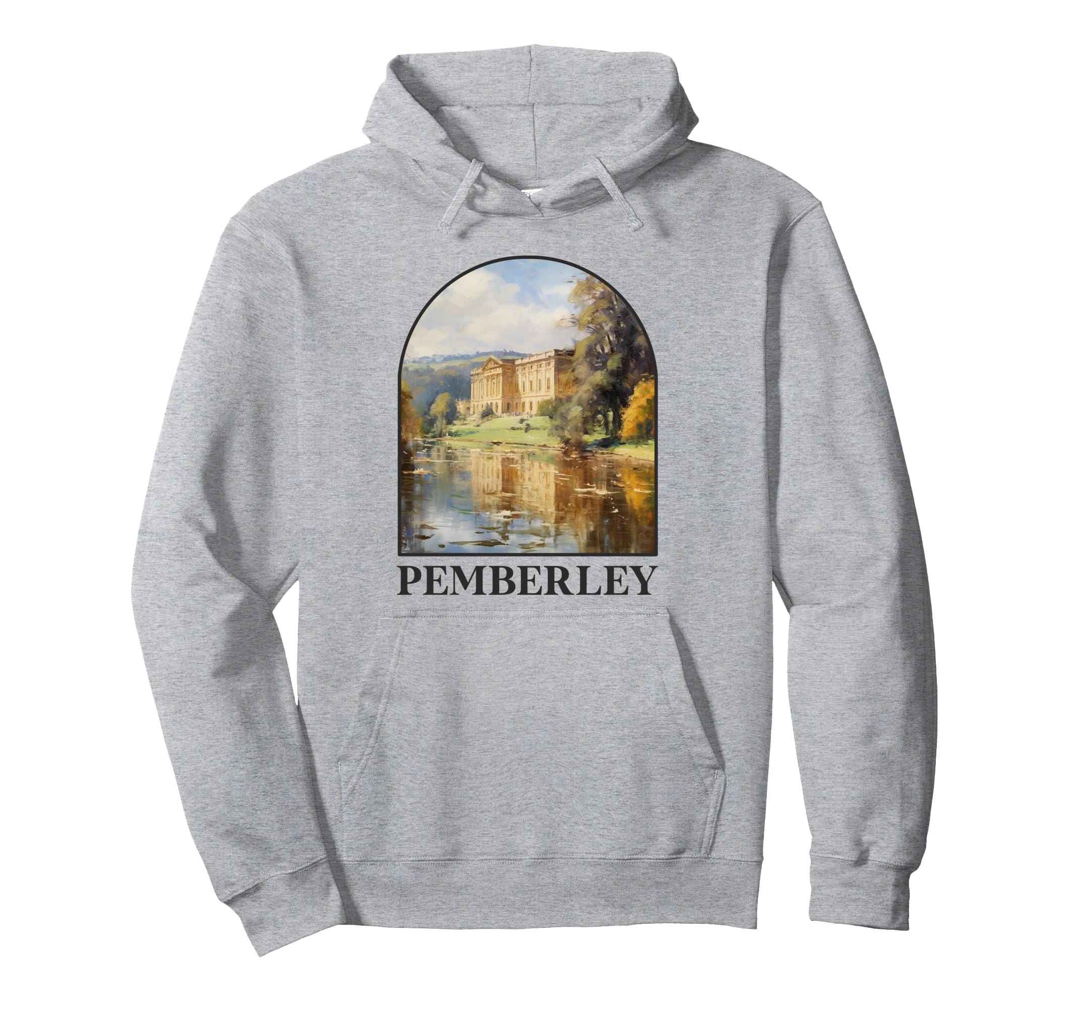 Jane Austen Pemberley Art Literature Hoodie - Minimalist Print for Adults - T-Shirt, Sweatshirt, Hoodie