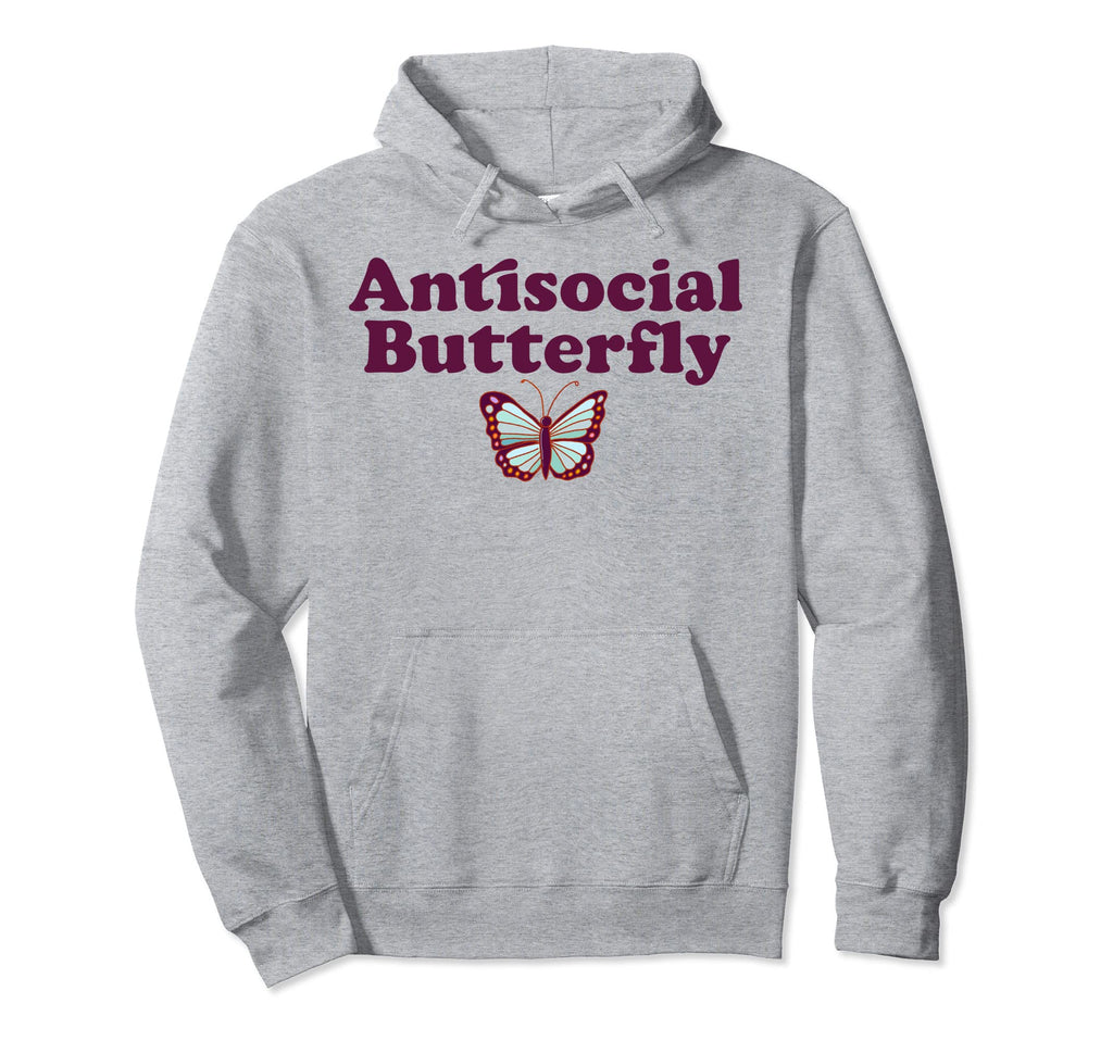 Antisocial Butterfly Introvert Hoodie - Fun Novelty Design for Adults - T-Shirt, Sweatshirt, Hoodie