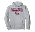 Antisocial Butterfly Introvert Hoodie - Fun Novelty Design for Adults - T-Shirt, Sweatshirt, Hoodie