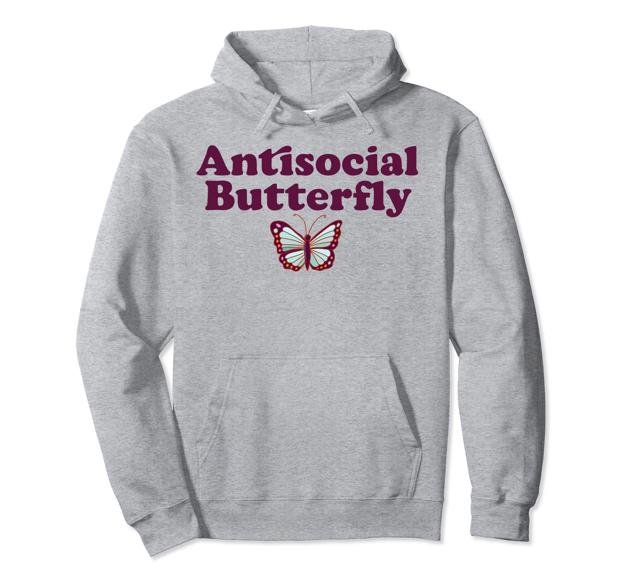 Antisocial Butterfly Introvert Hoodie - Fun Novelty Design for Adults - T-Shirt, Sweatshirt, Hoodie