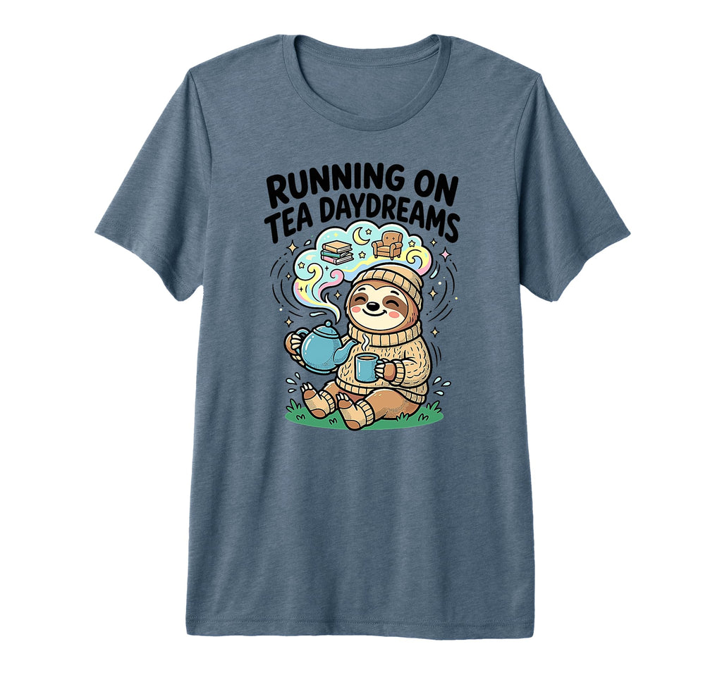 Running Tea Daydreams Bookish Sloth Tri T-Shirt - Trendy Graphic Unisex - T-Shirt, Sweatshirt, Hoodie