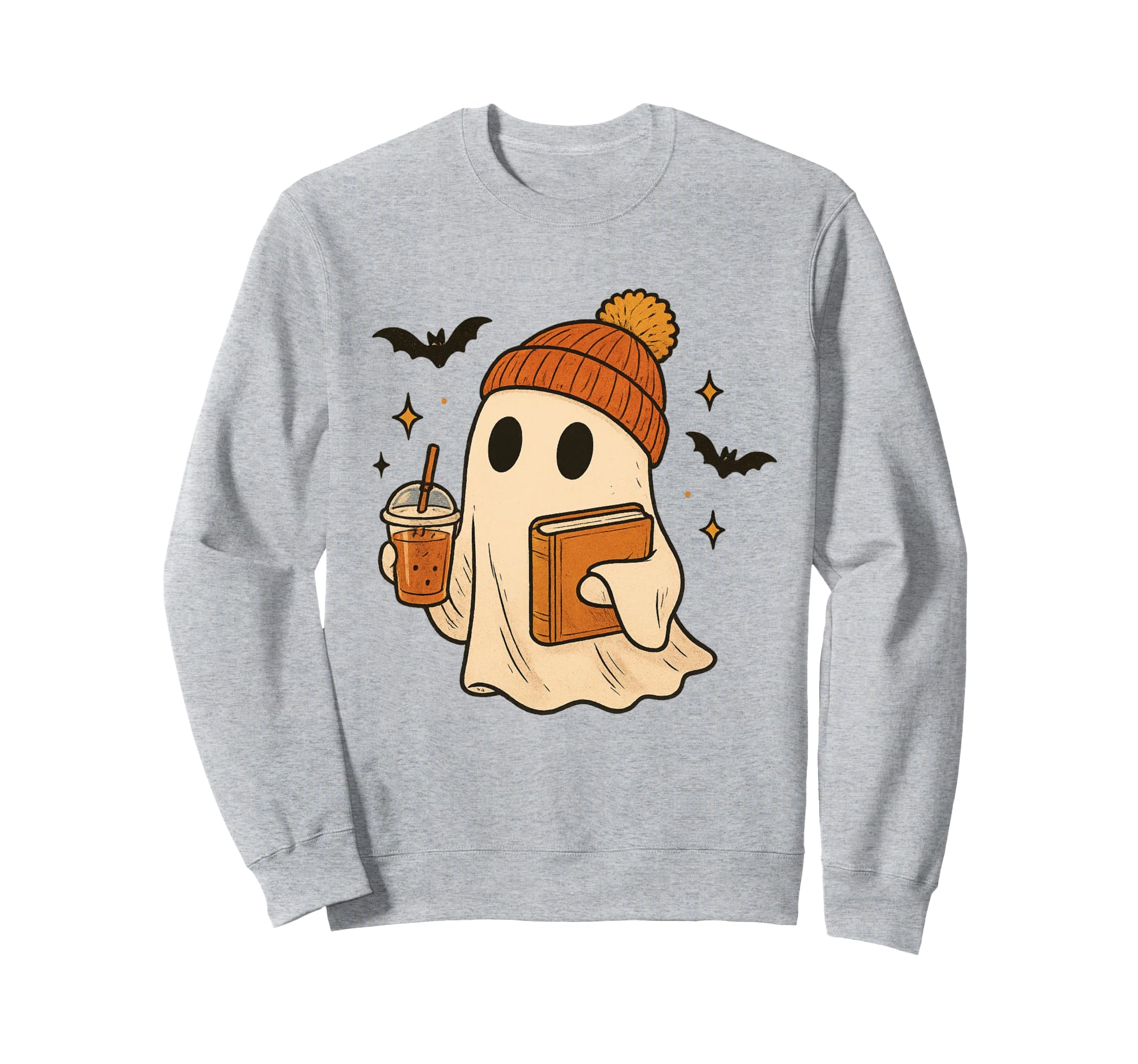 Funny Ghost Coffee Reading Sweatshirt - Casual Everyday Wear Unisex - T-Shirt, Sweatshirt, Hoodie
