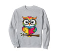 Owl Reading Bookworm Library Sweatshirt - Aesthetic Graphic for Adults - T-Shirt, Sweatshirt, Hoodie
