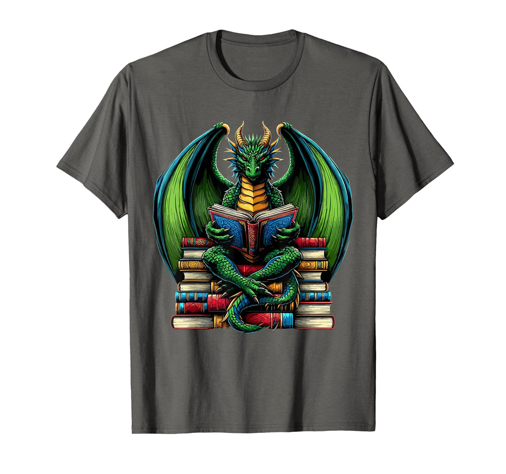 Books Dragon Reading Book T-Shirt - Graphic Print Unisex - T-Shirt, Sweatshirt, Hoodie