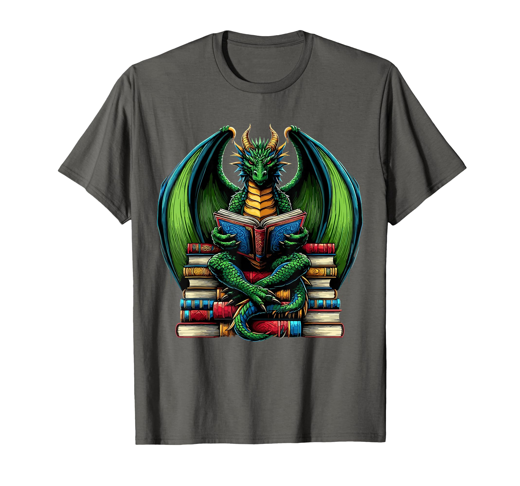 Books Dragon Reading Book T-Shirt - Graphic Print Unisex - T-Shirt, Sweatshirt, Hoodie