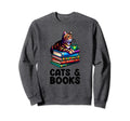 Cats And Books Reading And Pet Sweatshirt - Custom Art Print for Adults - T-Shirt, Sweatshirt, Hoodie