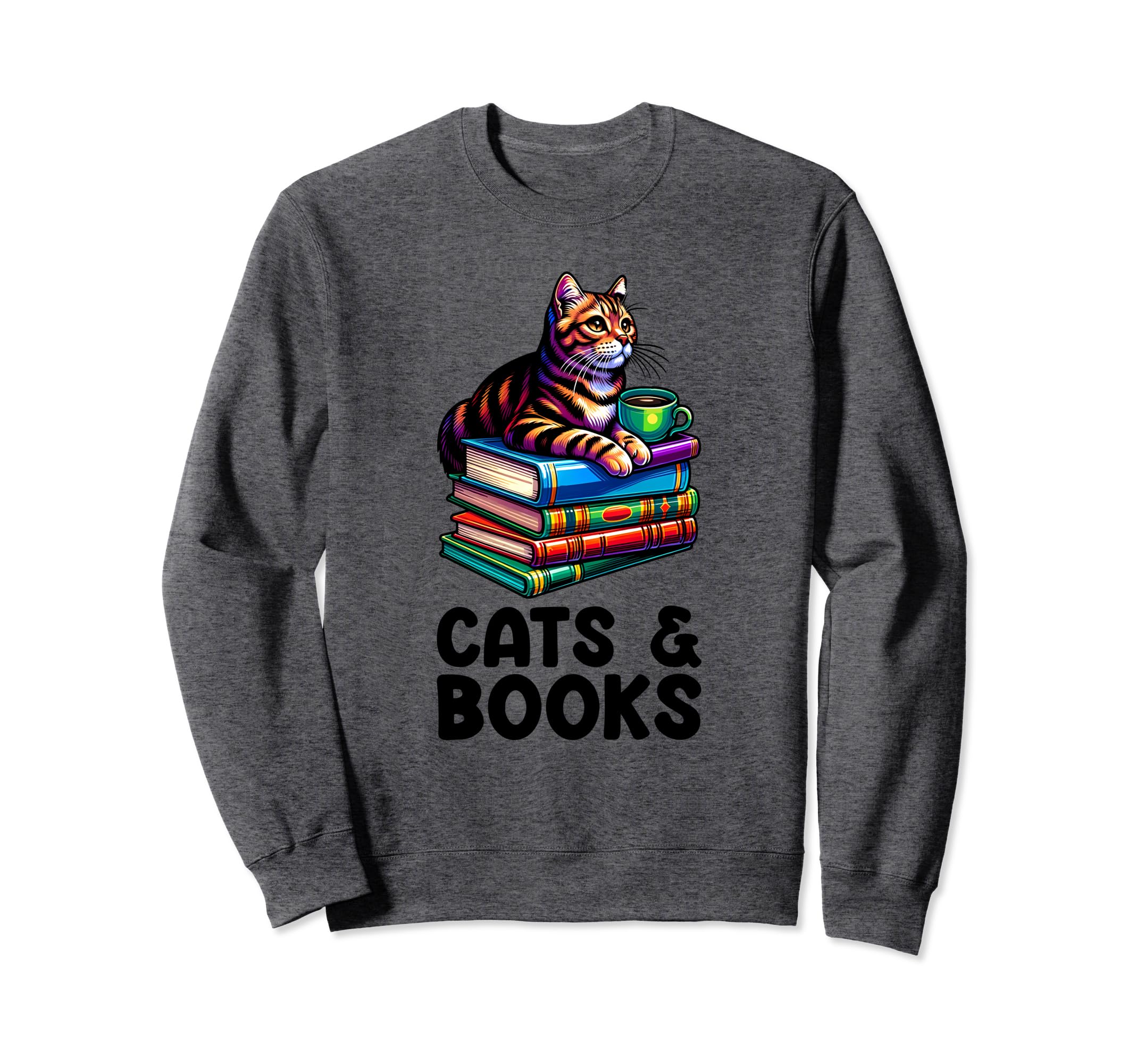 Cats And Books Reading And Pet Sweatshirt - Custom Art Print for Adults - T-Shirt, Sweatshirt, Hoodie