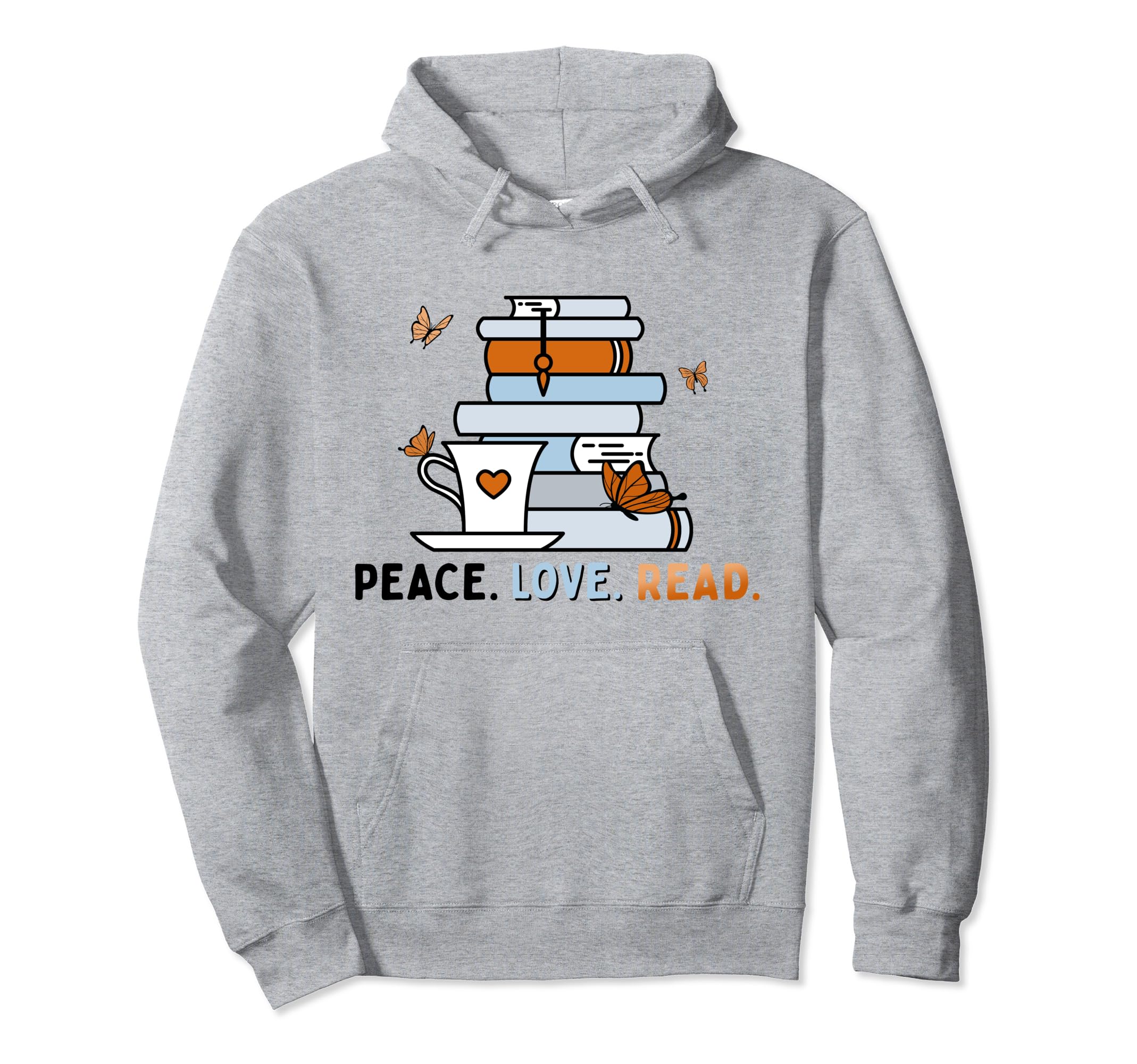 Peace Love Read Book Lover Summer Hoodie - Minimalist Print for Adults - T-Shirt, Sweatshirt, Hoodie