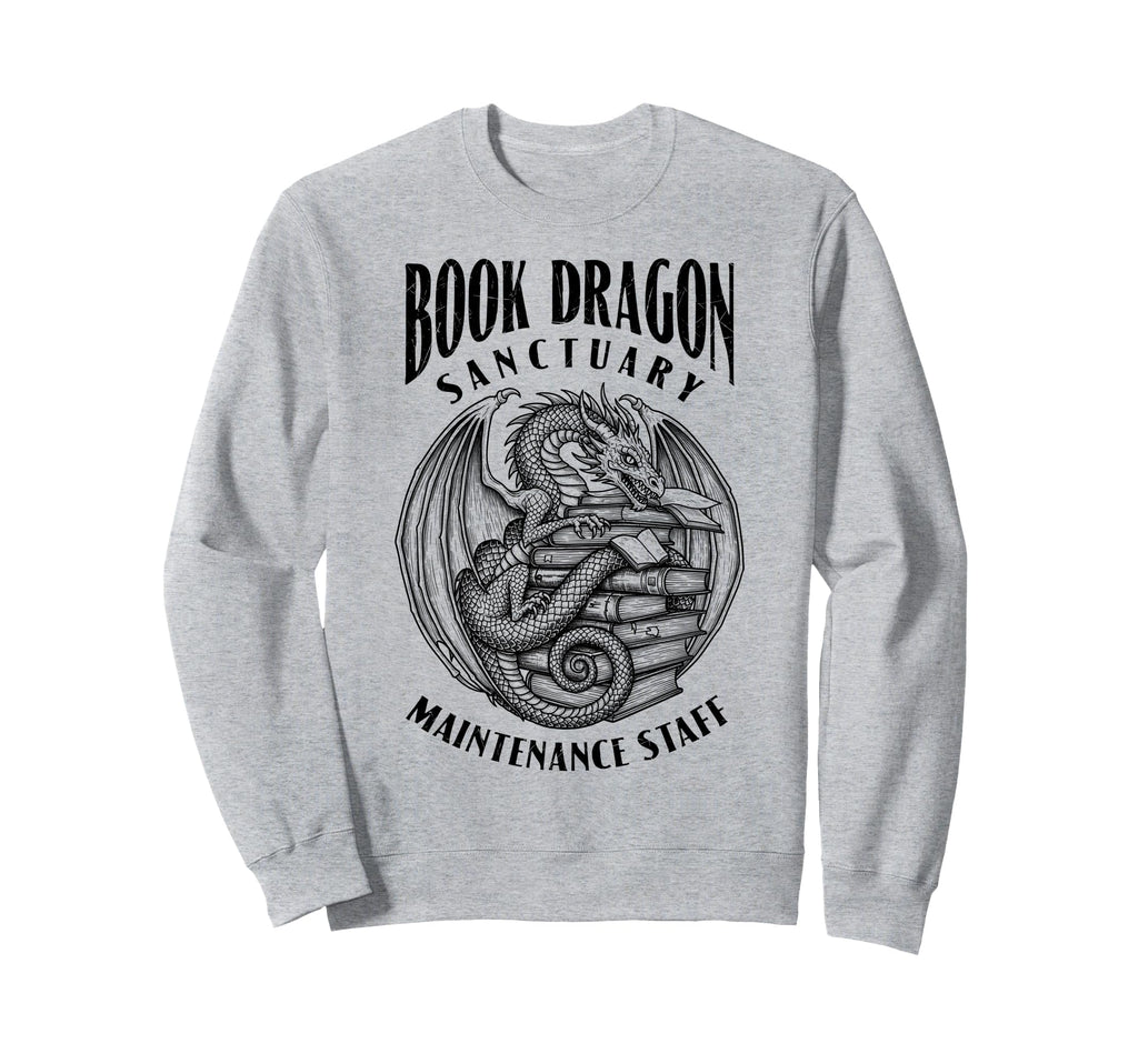 Book Dragon Sanctuary Maintenance Sweatshirt - Minimalist Print Men Women - T-Shirt, Sweatshirt, Hoodie