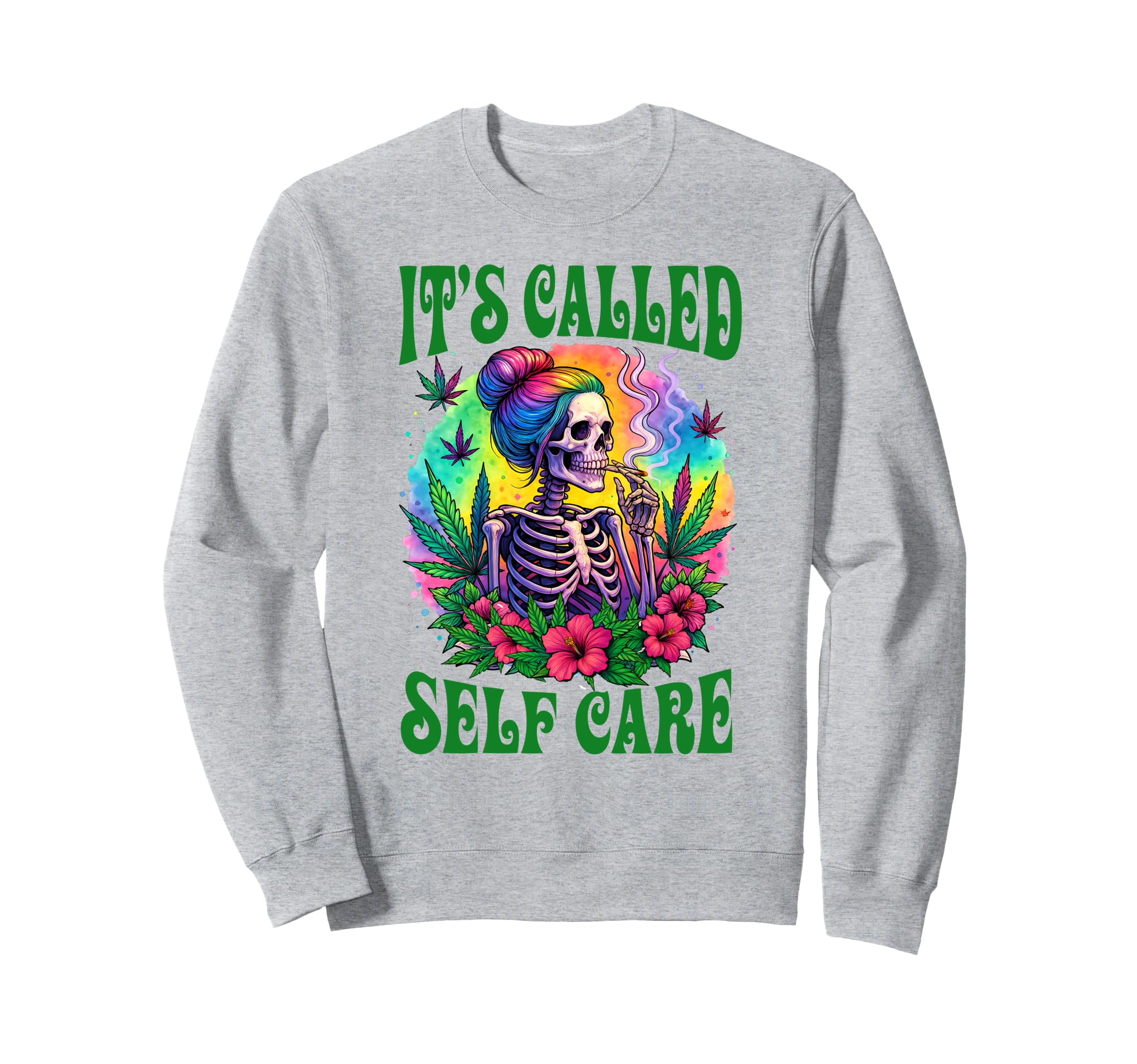 Cannabis Weed Lover Skeleton Sweatshirt - Unique Graphic for Adults - T-Shirt, Sweatshirt, Hoodie