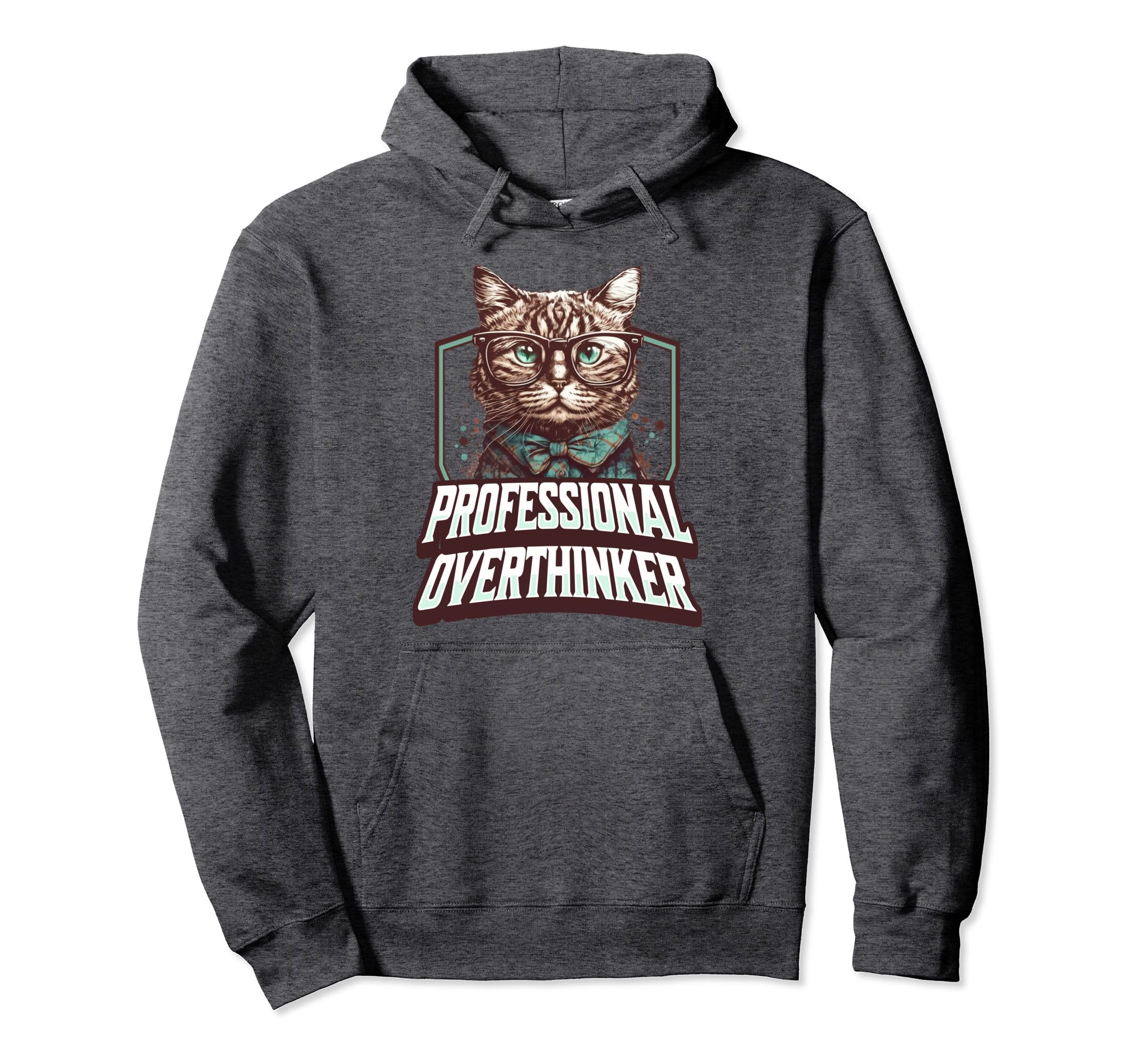 Professional Overthinker Feline Brainiac Hoodie - Aesthetic Graphic Unisex - T-Shirt, Sweatshirt, Hoodie