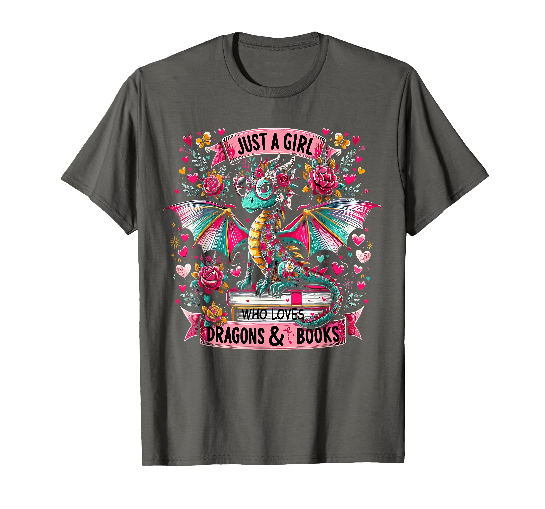 Just Who Loves Dragons And Books T-Shirt - Aesthetic Graphic for Adults - T-Shirt, Sweatshirt, Hoodie