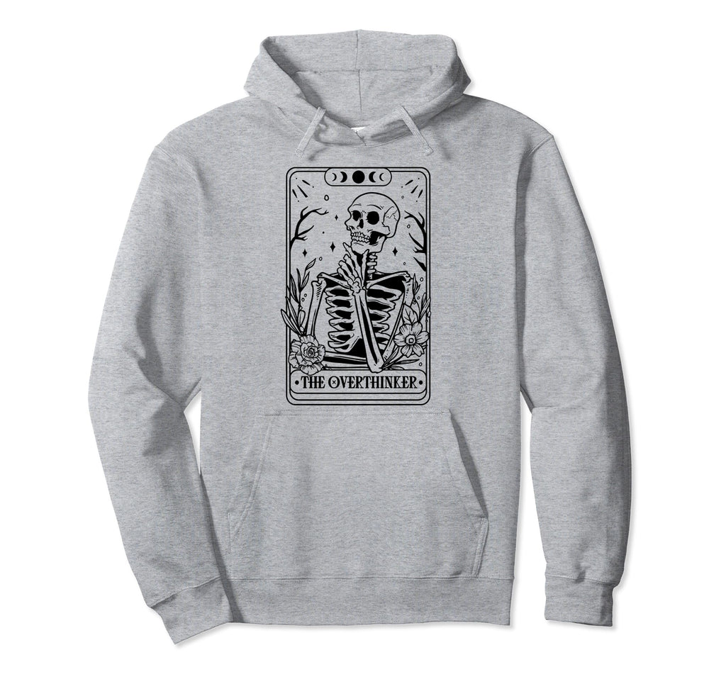 Overthinker Tarot Card Skeleton Halloween Hoodie - Unique Graphic Men Women - T-Shirt, Sweatshirt, Hoodie