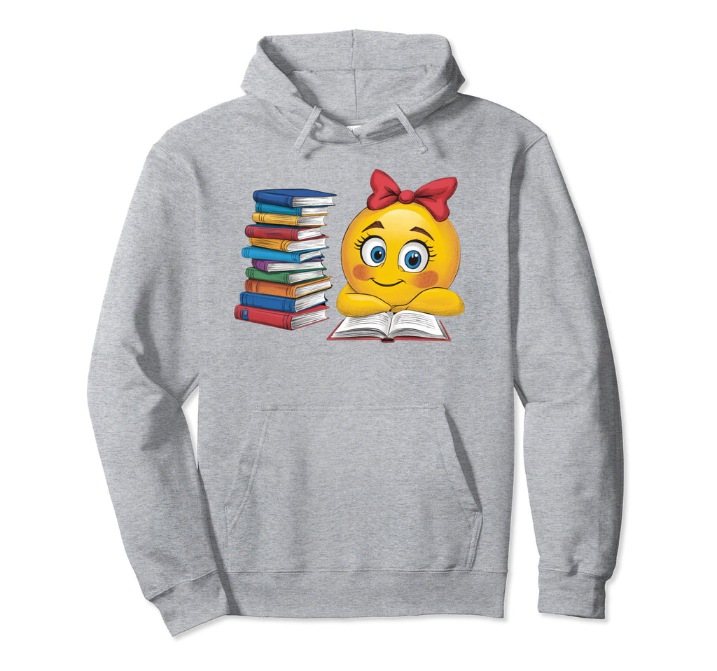 Reading Book Emoticon Funny Bookworm Hoodie - Custom Art Print Men Women - T-Shirt, Sweatshirt, Hoodie