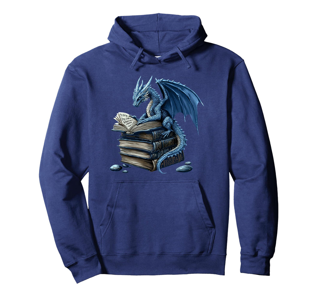 Dragon Reading Book Fantasy Reader Hoodie - Unique Graphic for Adults - T-Shirt, Sweatshirt, Hoodie