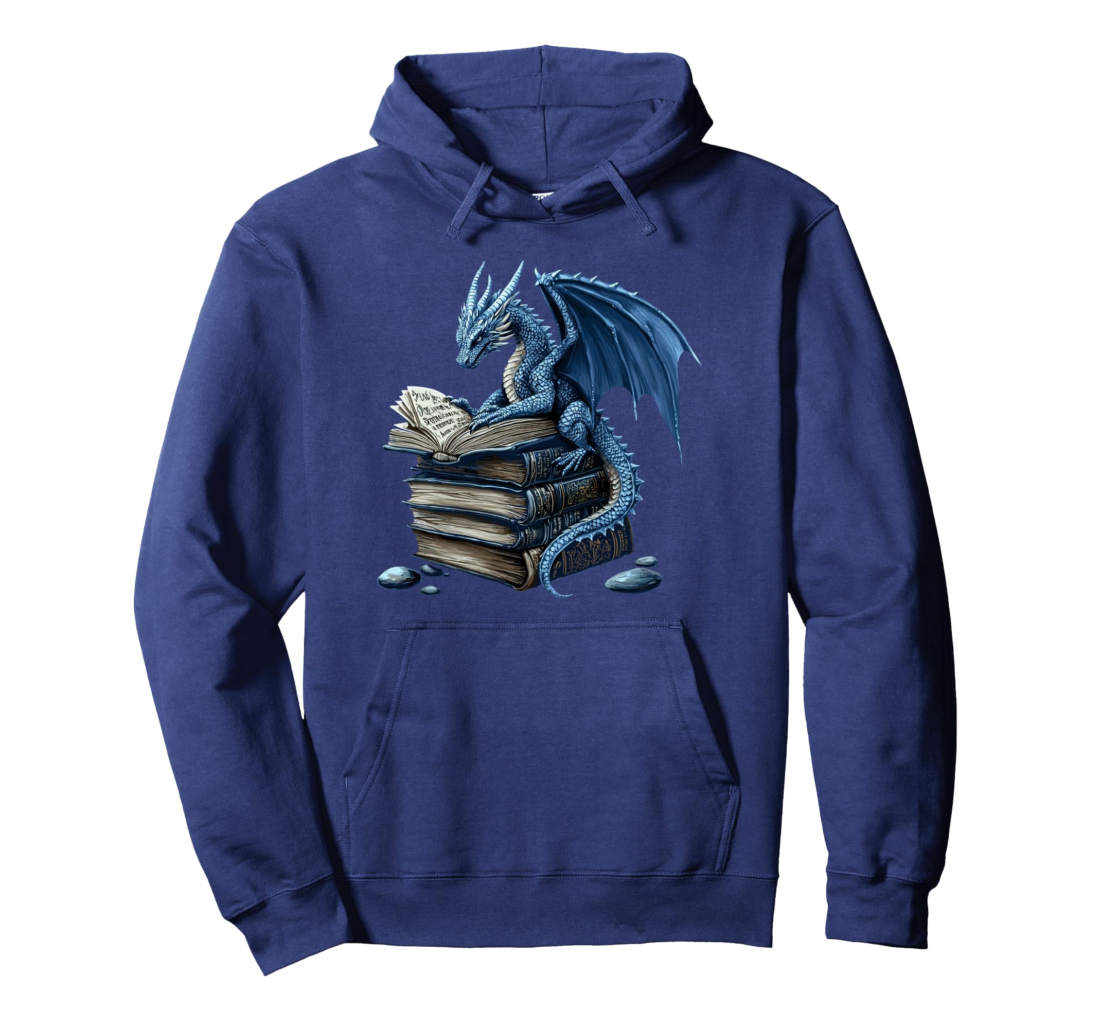 Dragon Reading Book Fantasy Reader Hoodie - Unique Graphic for Adults - T-Shirt, Sweatshirt, Hoodie