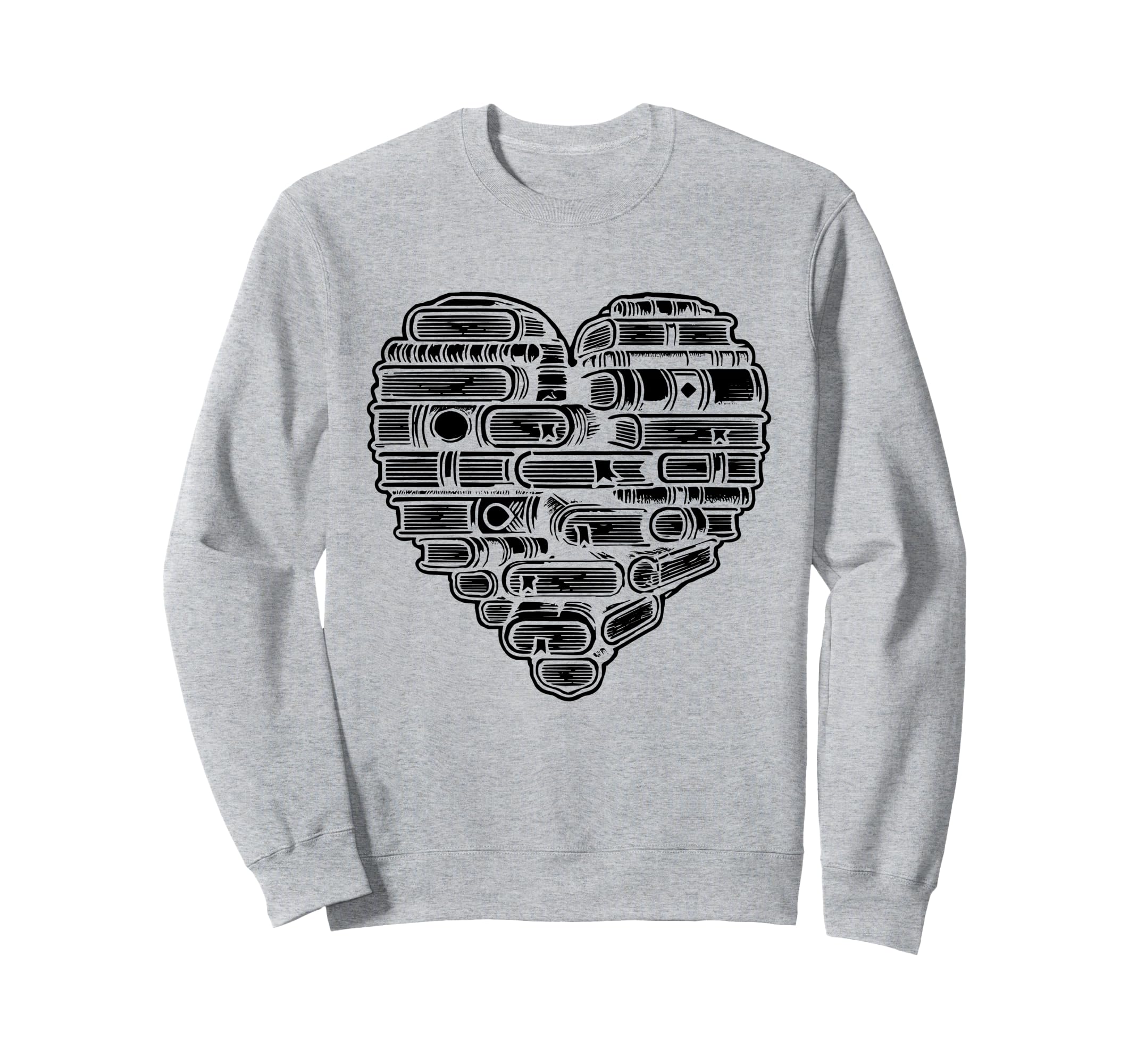 Heart Bookshelf Library Book Reading Sweatshirt - Graphic Print Unisex - T-Shirt, Sweatshirt, Hoodie