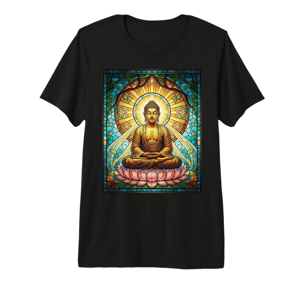 Stained Glass Buddha Zen Buddhism T-Shirt - Fun Novelty Design Men Women - T-Shirt, Sweatshirt, Hoodie