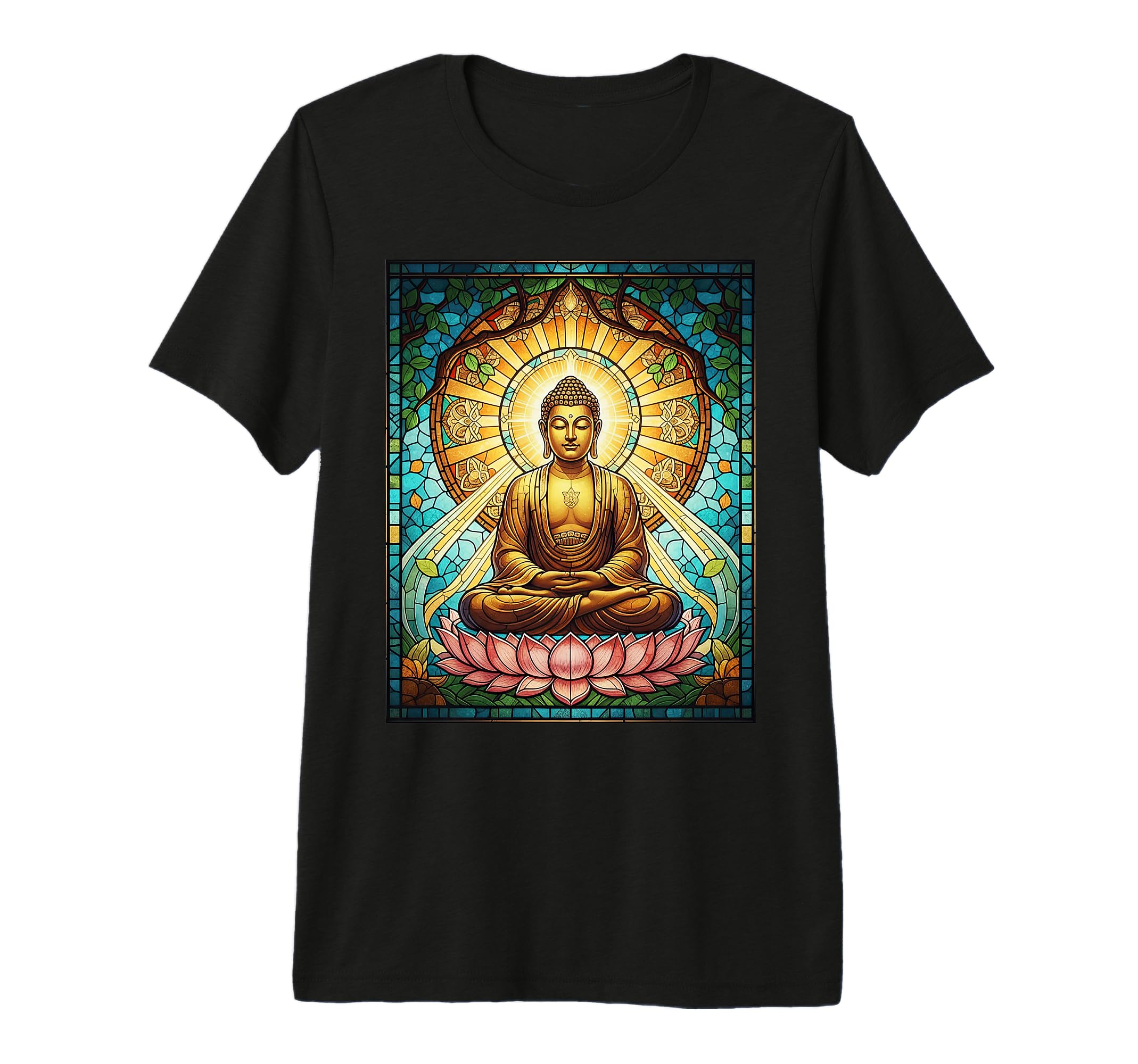 Stained Glass Buddha Zen Buddhism T-Shirt - Fun Novelty Design Men Women - T-Shirt, Sweatshirt, Hoodie