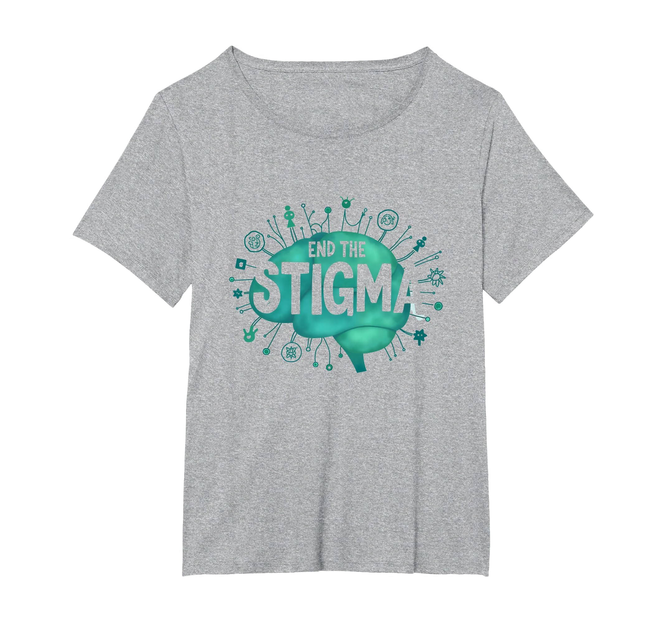 End Stigma Mental Health Awareness Brain T-Shirt - Graphic Print Men Women - T-Shirt, Sweatshirt, Hoodie