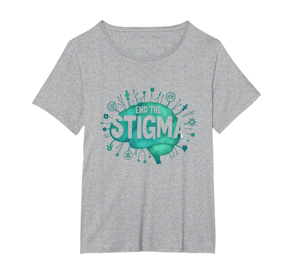 End Stigma Mental Health Awareness Brain T-Shirt - Custom Art Print Unisex - T-Shirt, Sweatshirt, Hoodie