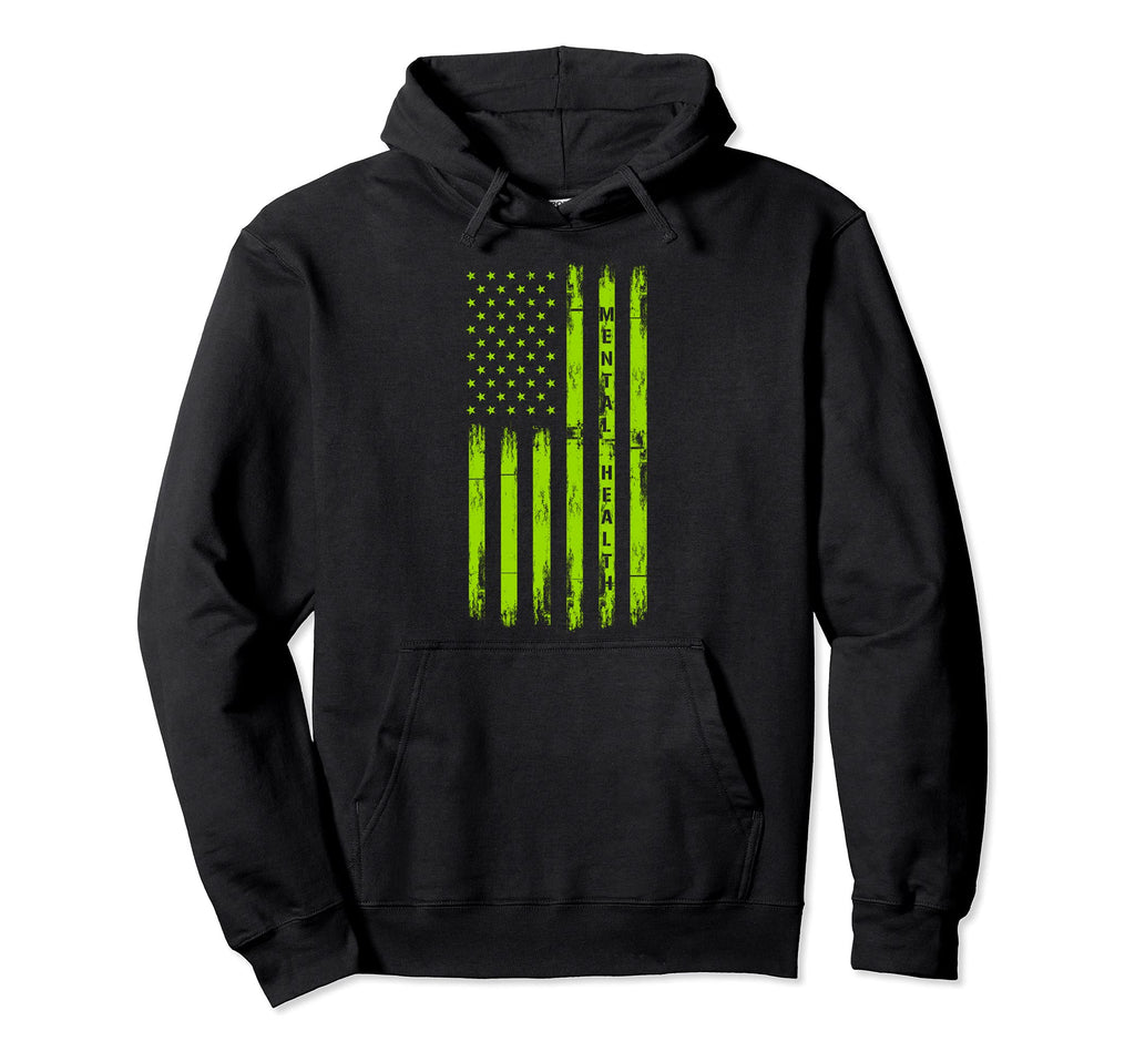 Mental Health Awareness American Flag Hoodie - Graphic Print Unisex - T-Shirt, Sweatshirt, Hoodie