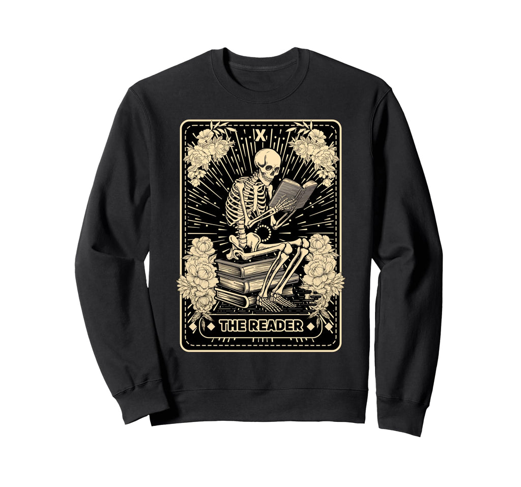 Reader Skeleton Tarot Card Book Sweatshirt - Aesthetic Graphic for Adults - T-Shirt, Sweatshirt, Hoodie