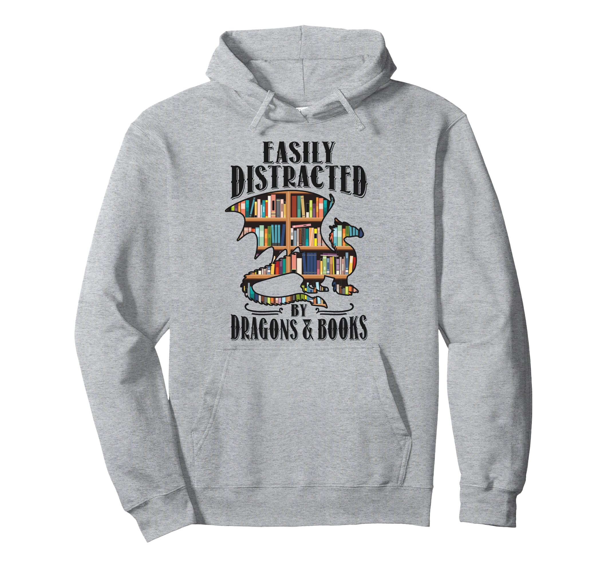 Easily Distracted Dragons Books Hoodie - Minimalist Print Men Women - T-Shirt, Sweatshirt, Hoodie