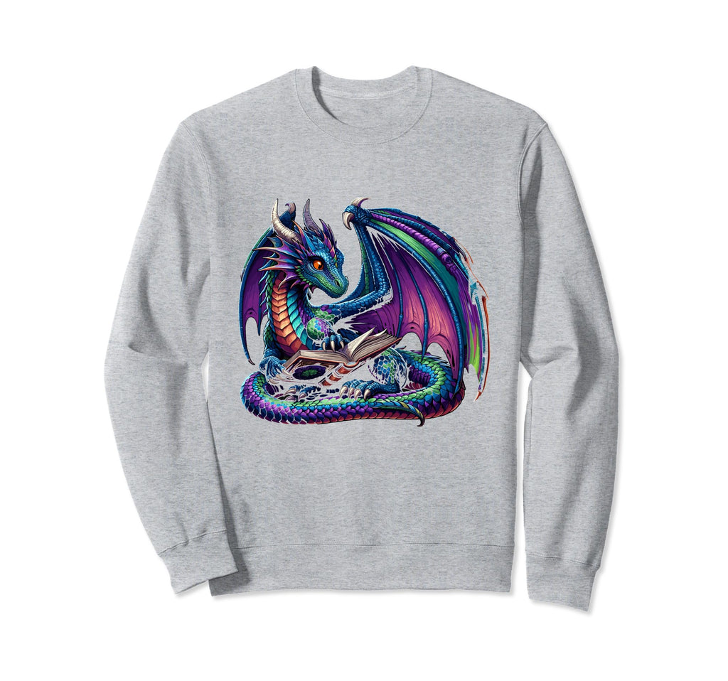 Dragon Reading Book Books Bookworm Sweatshirt - Graphic Print Unisex - T-Shirt, Sweatshirt, Hoodie