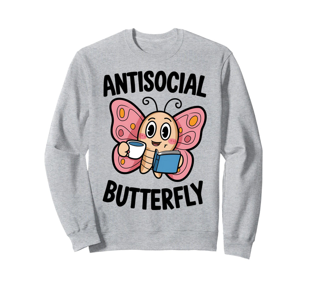 Groovy Anti Social Butterfly Ironic Sweatshirt - Aesthetic Graphic Unisex - T-Shirt, Sweatshirt, Hoodie