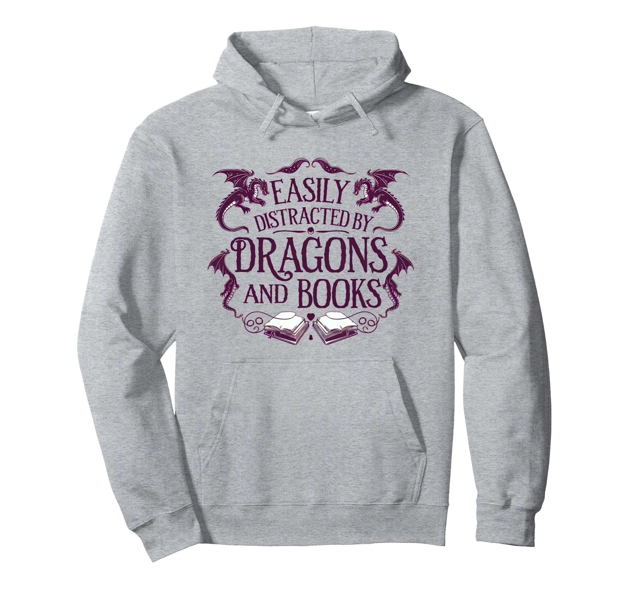 Easily Distracted Dragons And Books Nerd Hoodie - Trendy Graphic Unisex - T-Shirt, Sweatshirt, Hoodie