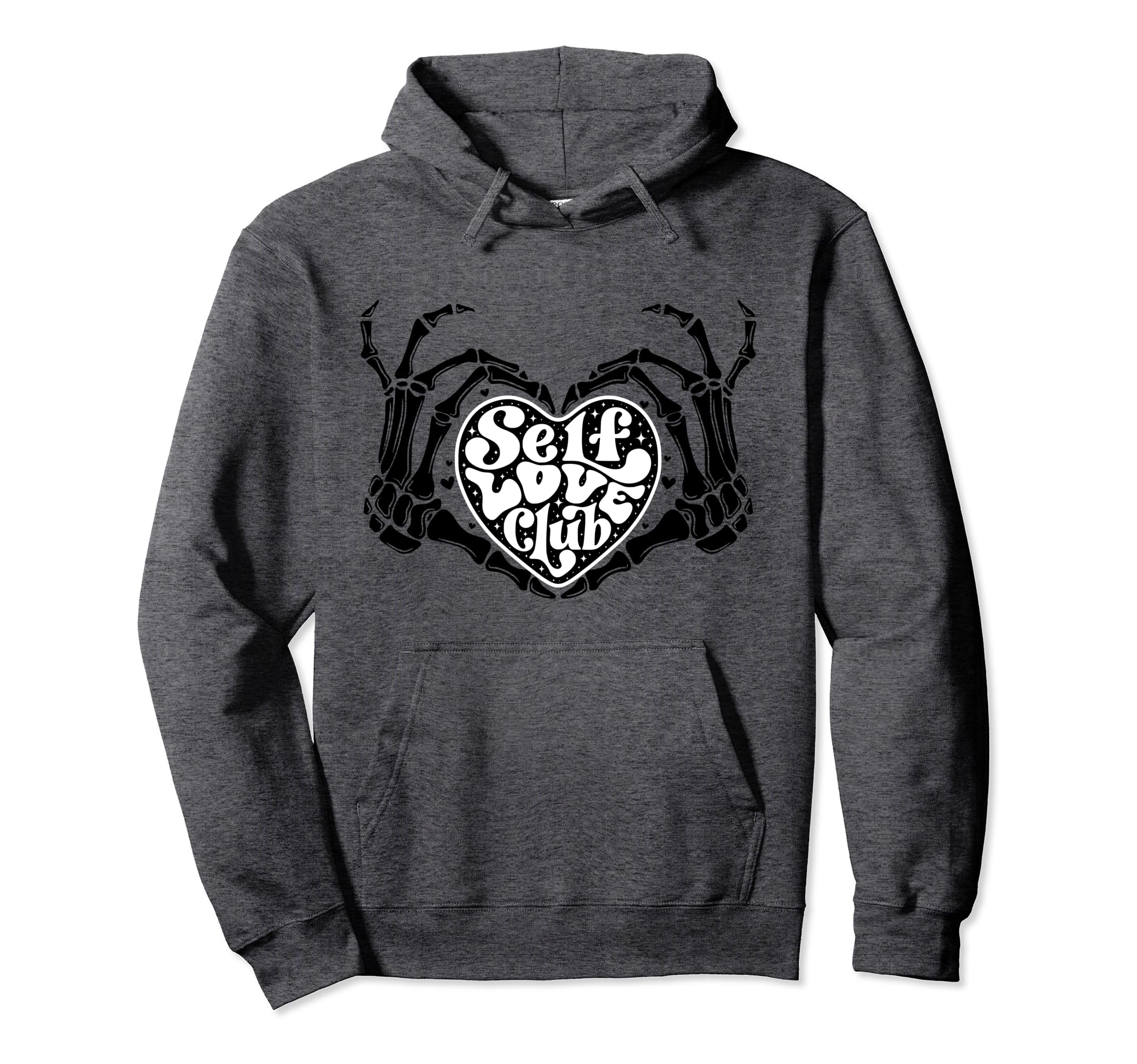 Self Love Club Skeleton Heart Hands Hoodie - Streetwear Style for Adults - T-Shirt, Sweatshirt, Hoodie