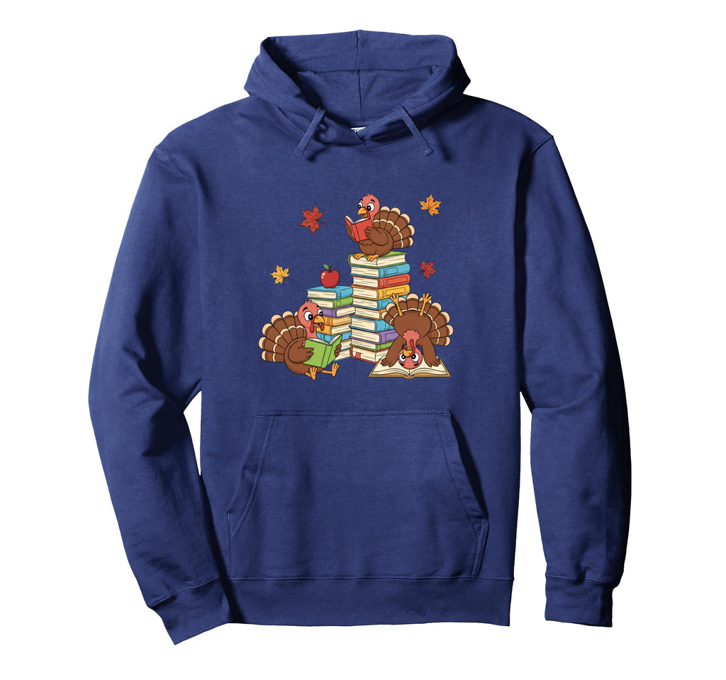 Bookish Turkeys Reading Stack Books Hoodie - Minimalist Print for Adults - T-Shirt, Sweatshirt, Hoodie