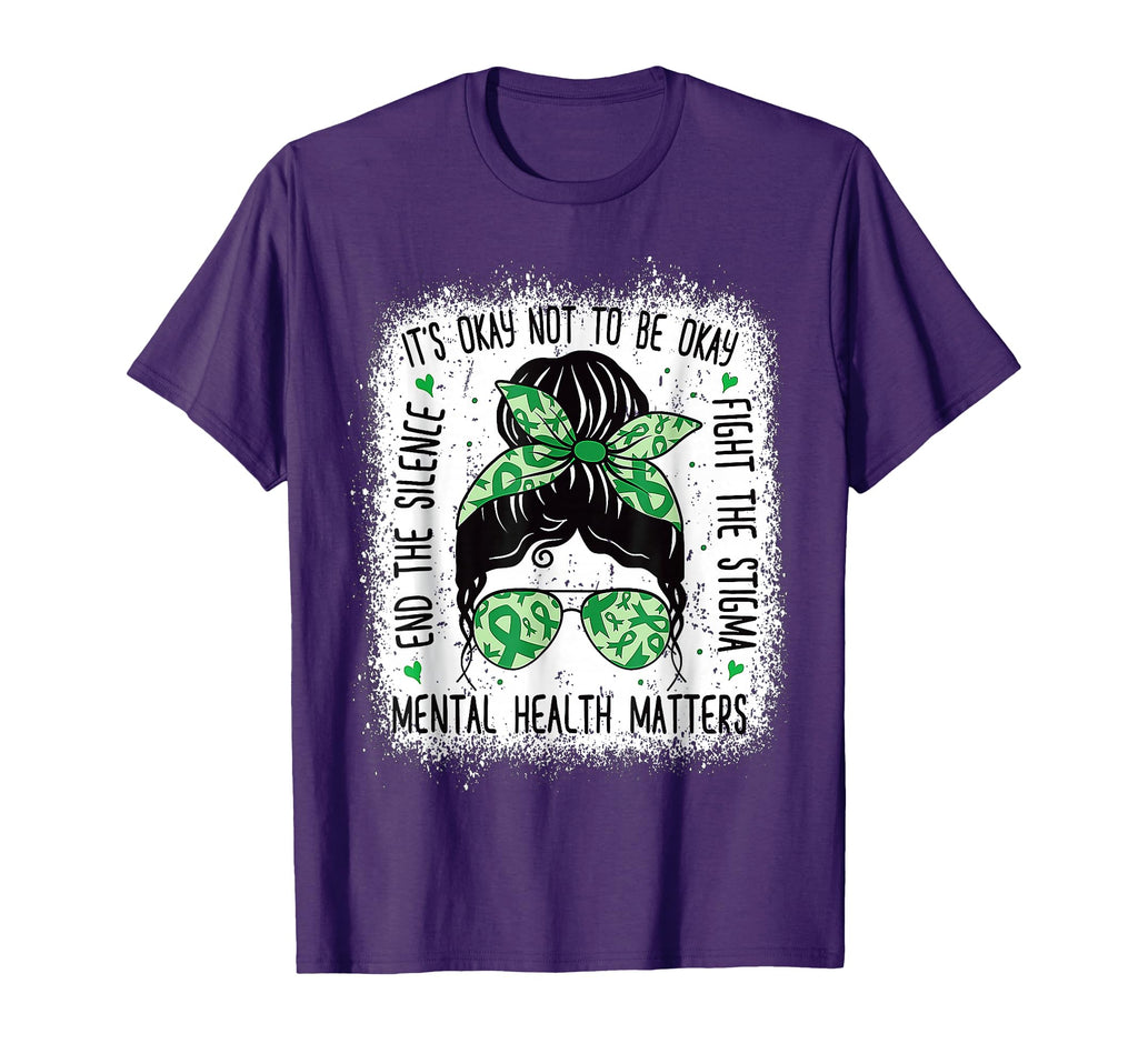 Mental Health Matters Messy Bun Mental T-Shirt - Aesthetic Graphic Unisex - T-Shirt, Sweatshirt, Hoodie