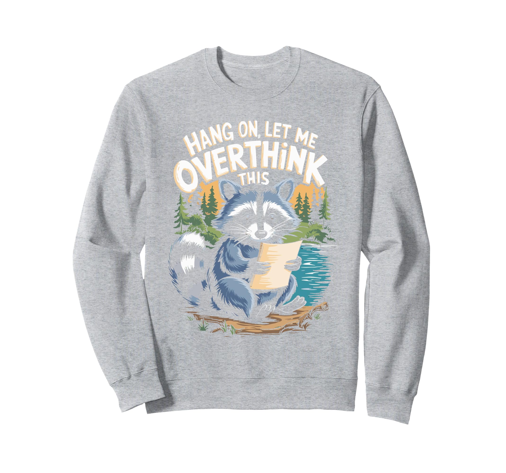 Funny Raccoon Overthinking Coffee Sweatshirt - Graphic Print for Adults - T-Shirt, Sweatshirt, Hoodie