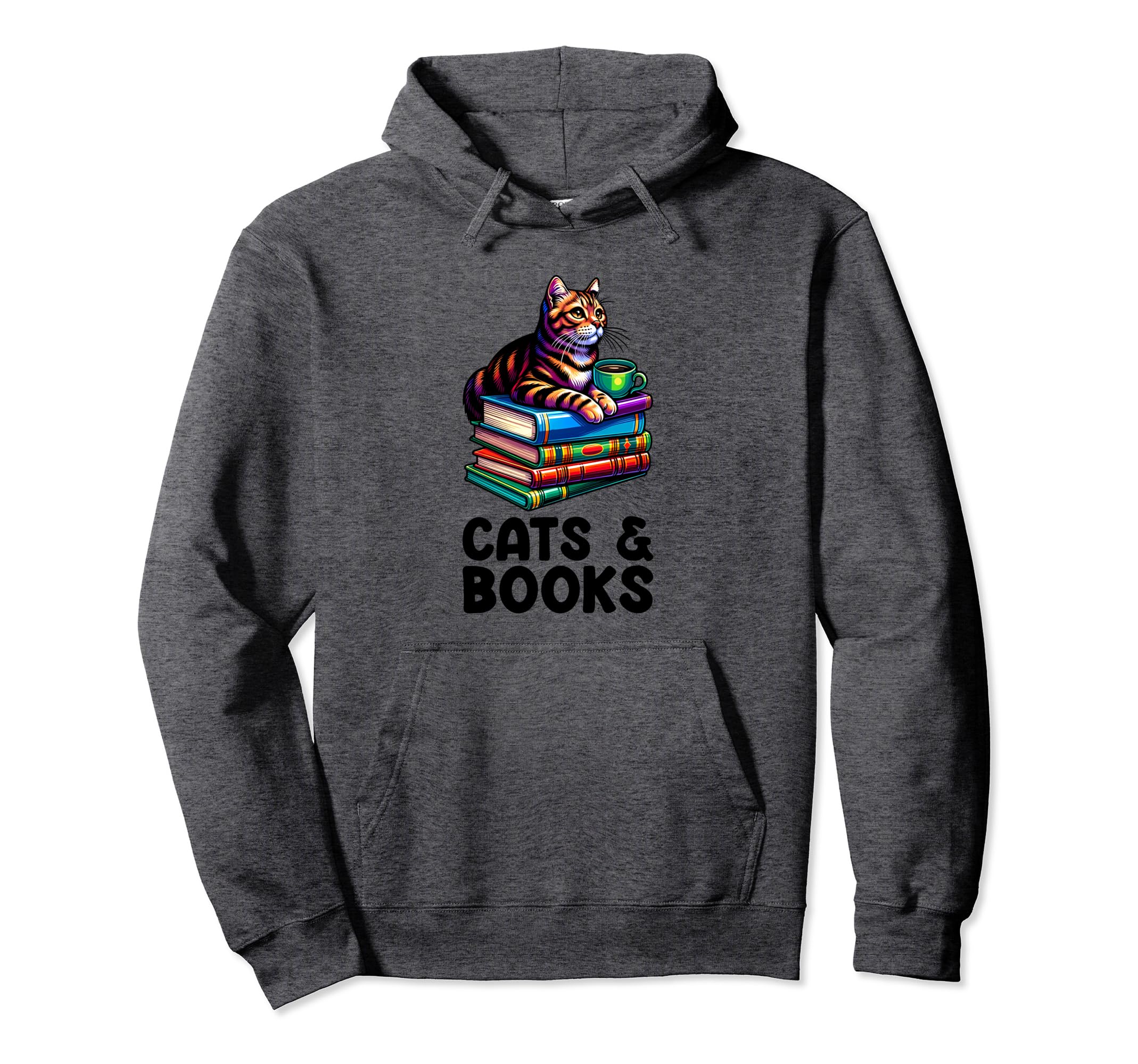 Cats And Books Reading And Pet Lover Hoodie - Unique Graphic Unisex - T-Shirt, Sweatshirt, Hoodie