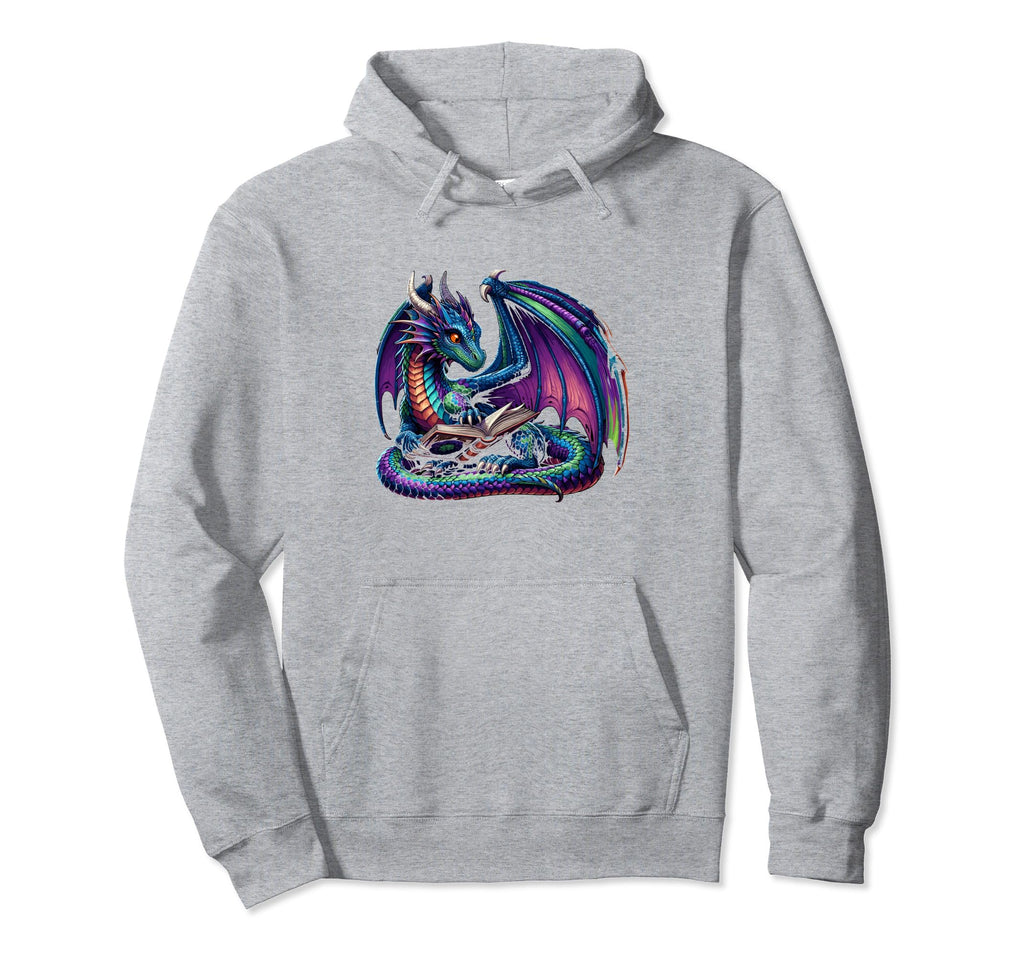 Dragon Reading Book Books Bookworm Hoodie - Unique Graphic Unisex - T-Shirt, Sweatshirt, Hoodie