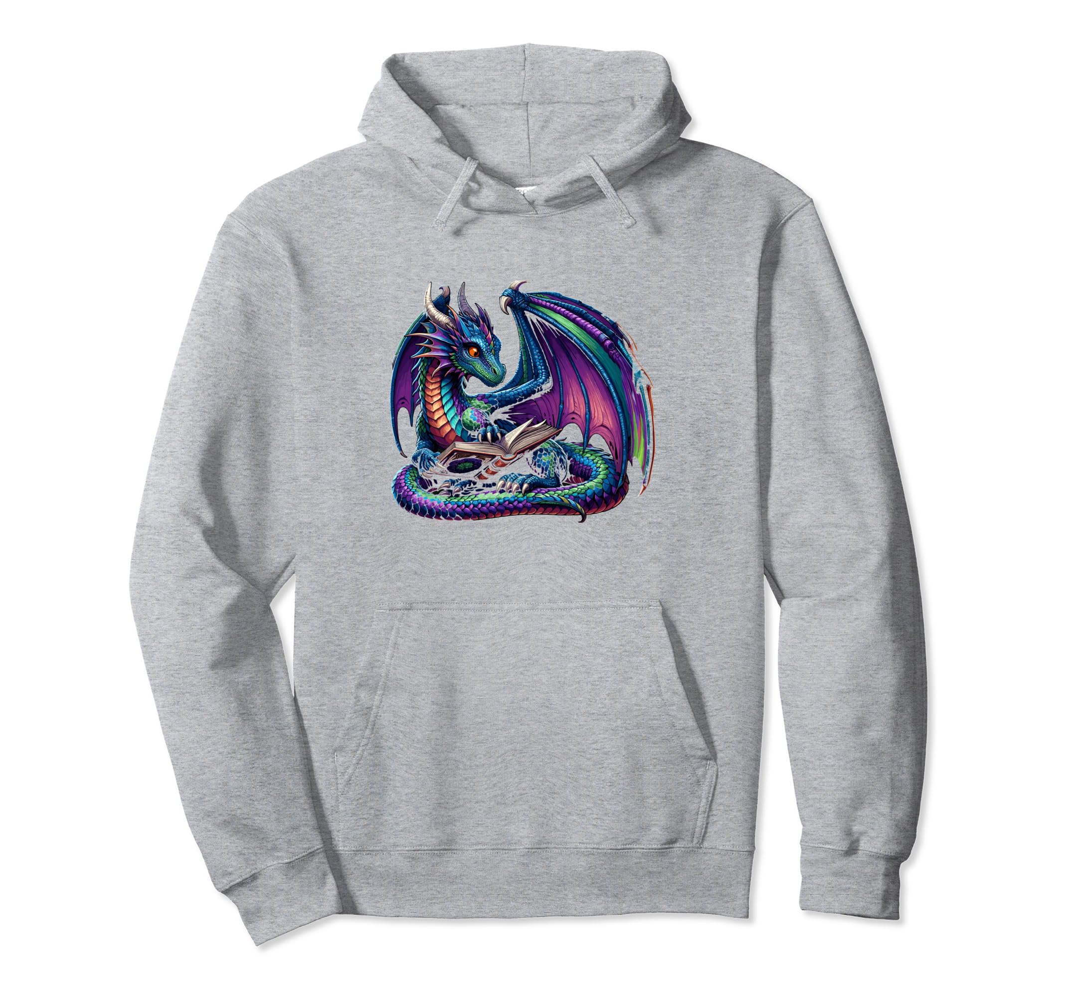 Dragon Reading Book Books Bookworm Hoodie - Unique Graphic Unisex - T-Shirt, Sweatshirt, Hoodie