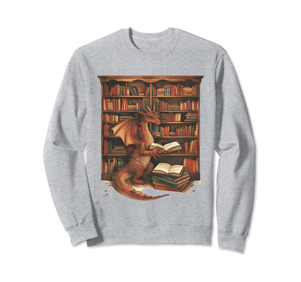 Fantasy Dragon Reading Books Fantasy Sweatshirt - Aesthetic Graphic Unisex - T-Shirt, Sweatshirt, Hoodie