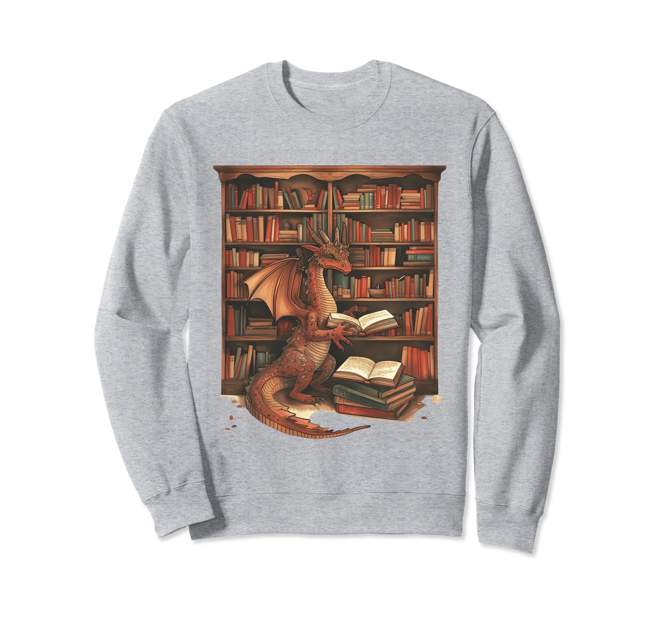 Fantasy Dragon Reading Books Fantasy Sweatshirt - Aesthetic Graphic Unisex - T-Shirt, Sweatshirt, Hoodie