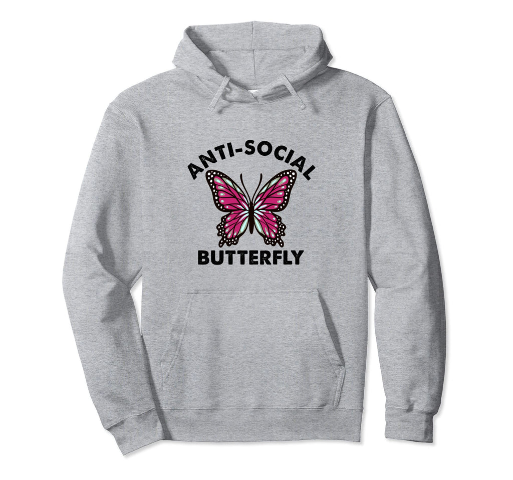 Anti Social Butterfly Introvert Hoodie - Novelty Apparel for Adults - T-Shirt, Sweatshirt, Hoodie