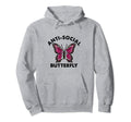 Anti Social Butterfly Introvert Hoodie - Novelty Apparel for Adults - T-Shirt, Sweatshirt, Hoodie