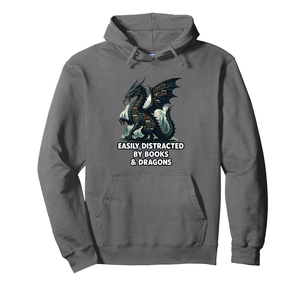 Easily Distracted Books Dragons Hoodie - Aesthetic Graphic Men Women - T-Shirt, Sweatshirt, Hoodie