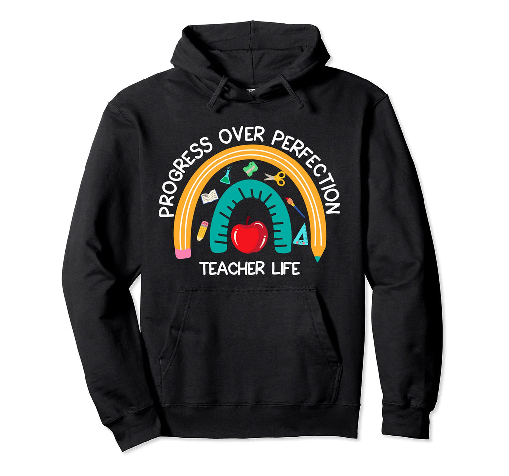 Motivational Progress Over Perfection Back Hoodie - Unique Graphic Unisex - T-Shirt, Sweatshirt, Hoodie