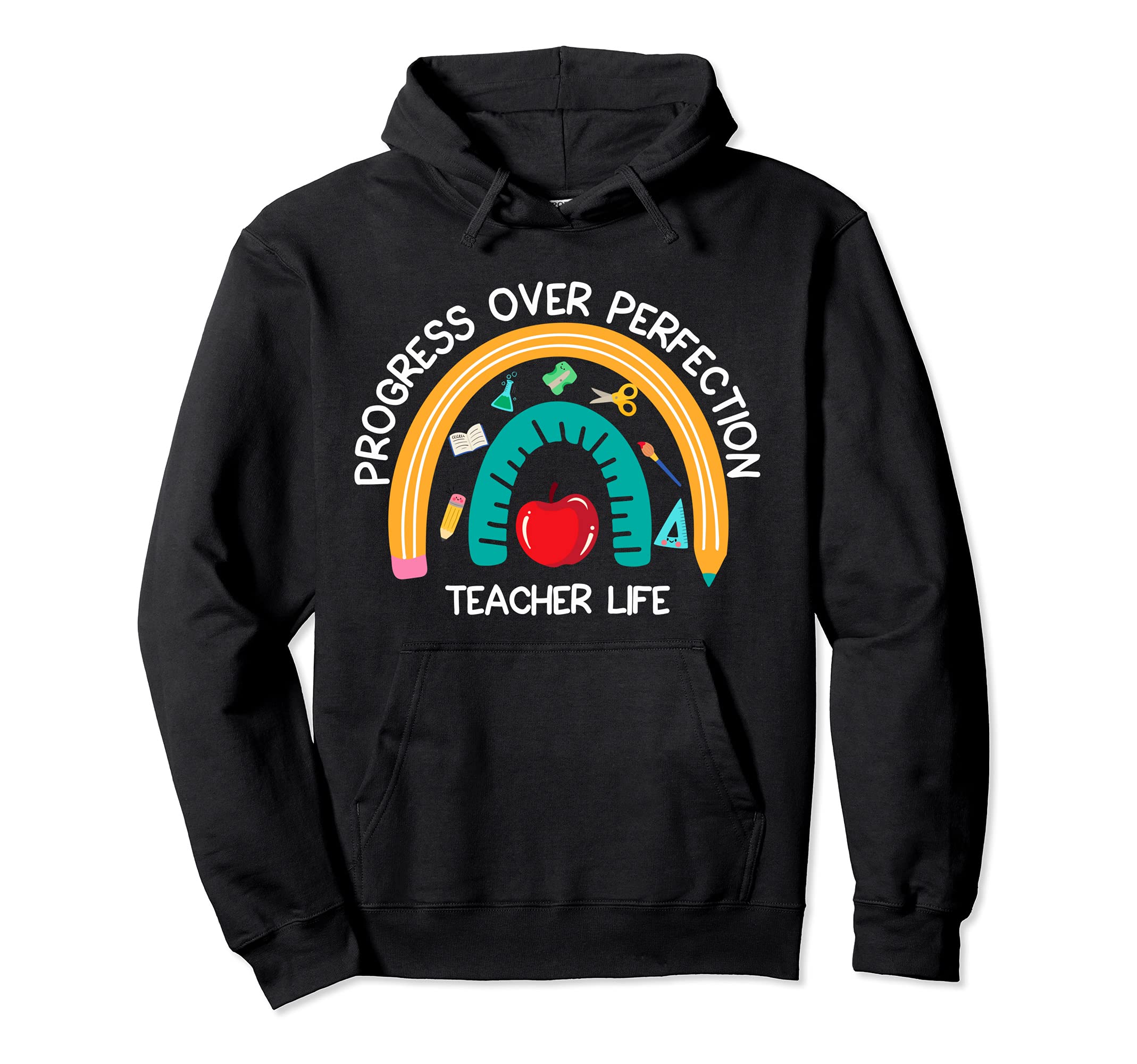 Motivational Progress Over Perfection Back Hoodie - Unique Graphic Unisex - T-Shirt, Sweatshirt, Hoodie