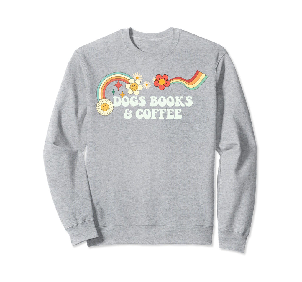 Groovy Funny Dogs Books Coffee Sweatshirt - Fun Novelty Design for Adults - T-Shirt, Sweatshirt, Hoodie