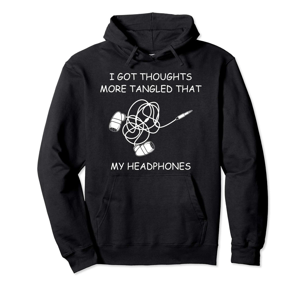 Tangled Headphones Overthinker Hoodie - Aesthetic Graphic for Adults - T-Shirt, Sweatshirt, Hoodie